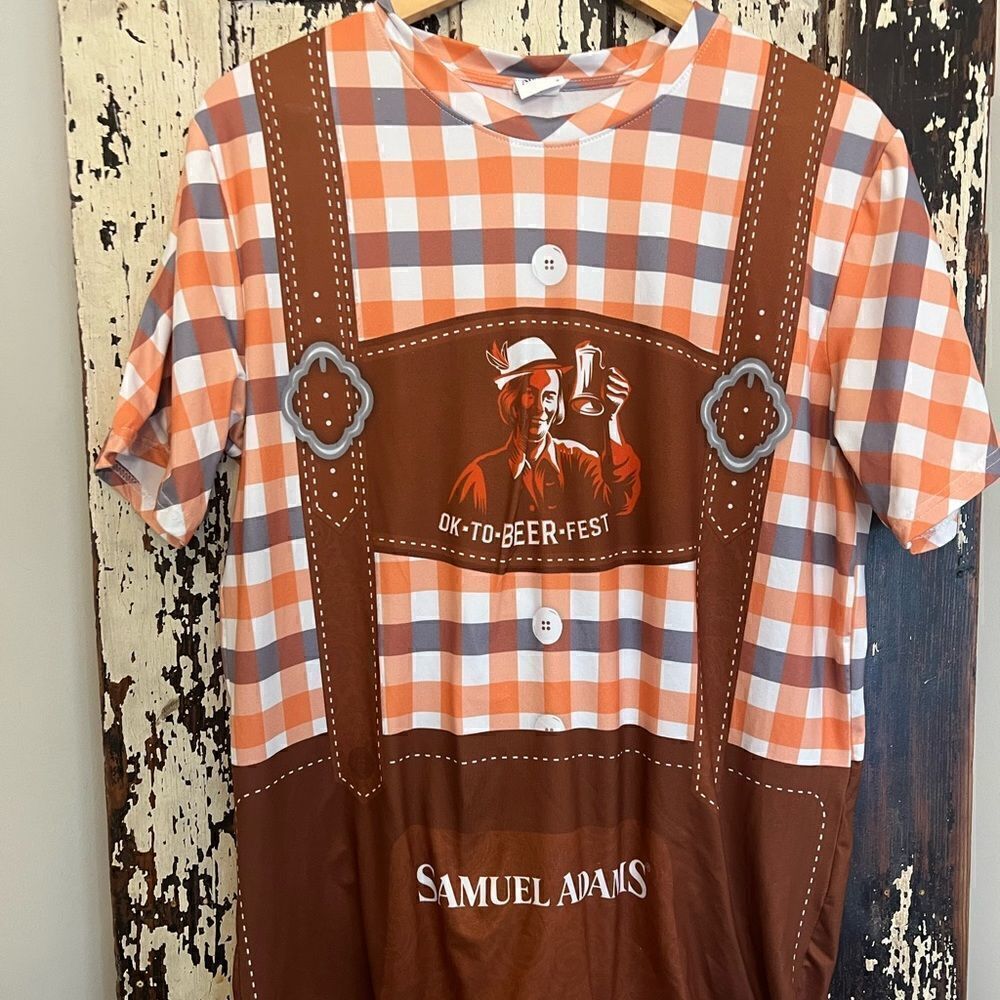 Samuel Adam’s Ok-To-Beer-Fest lederhosen Octoberfest 🍺 poly T-shirt. Men’s M